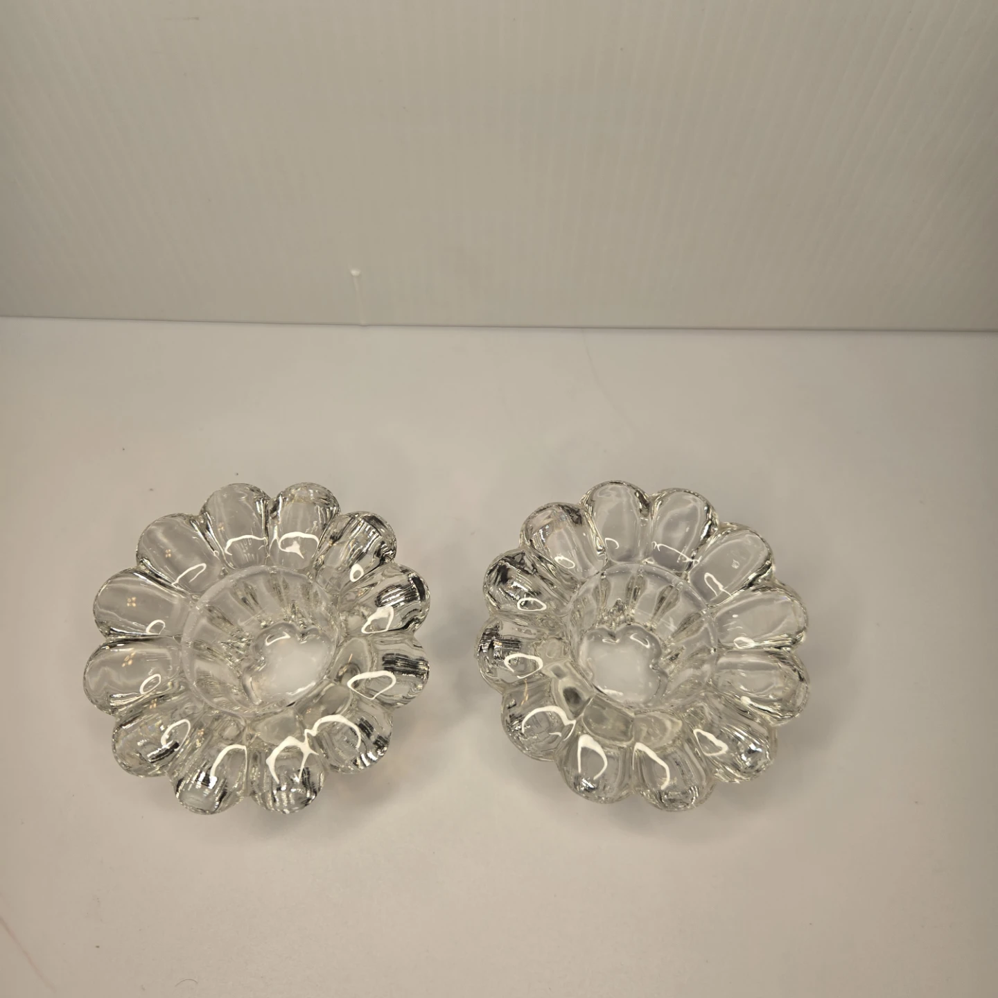 Vintage KIG INDONESIA Crystal Clear Glass Candle Holder (pair) - photo 5