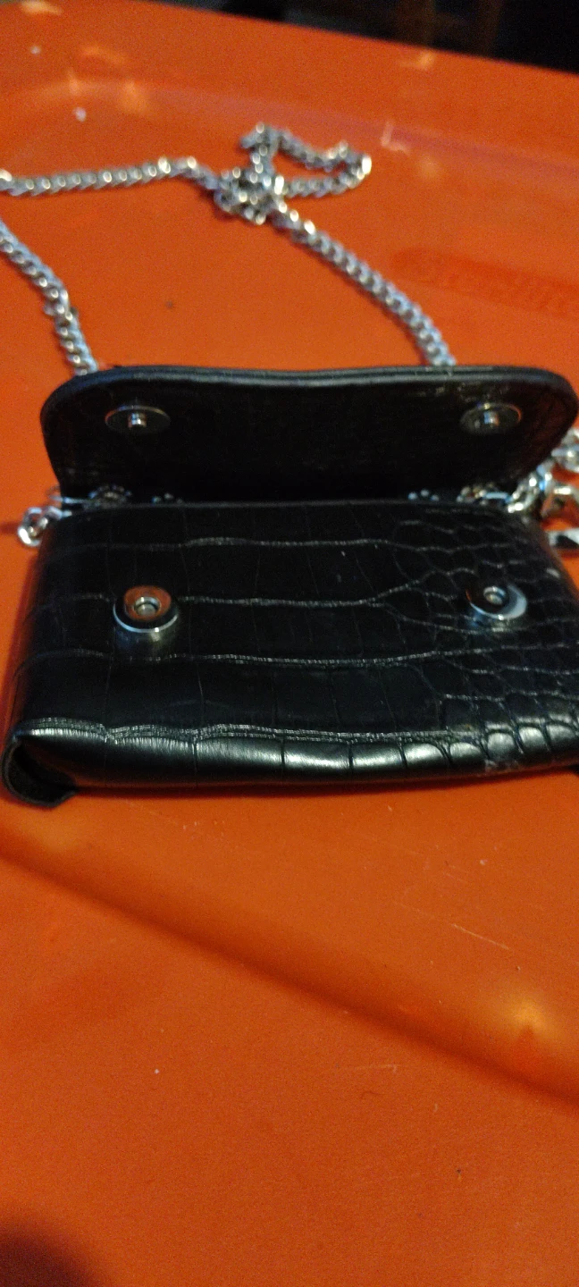Black Crocodile Print Wallet with Chain - photo 3