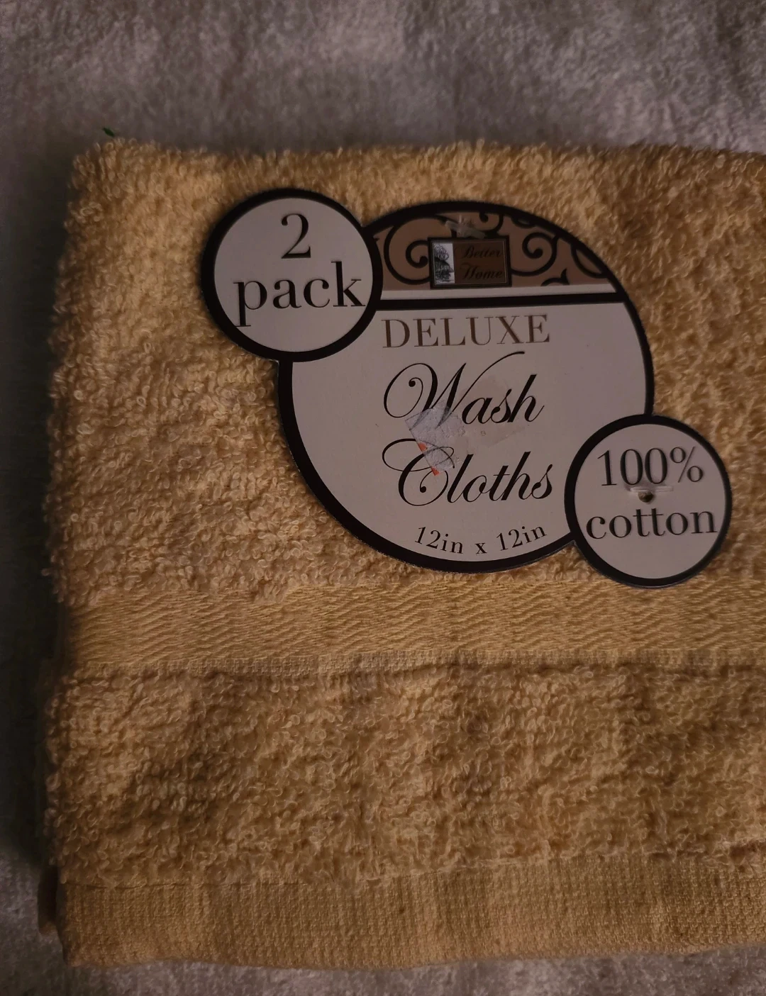 2 NEW WASH CLOTHS, YELLOW COTTON