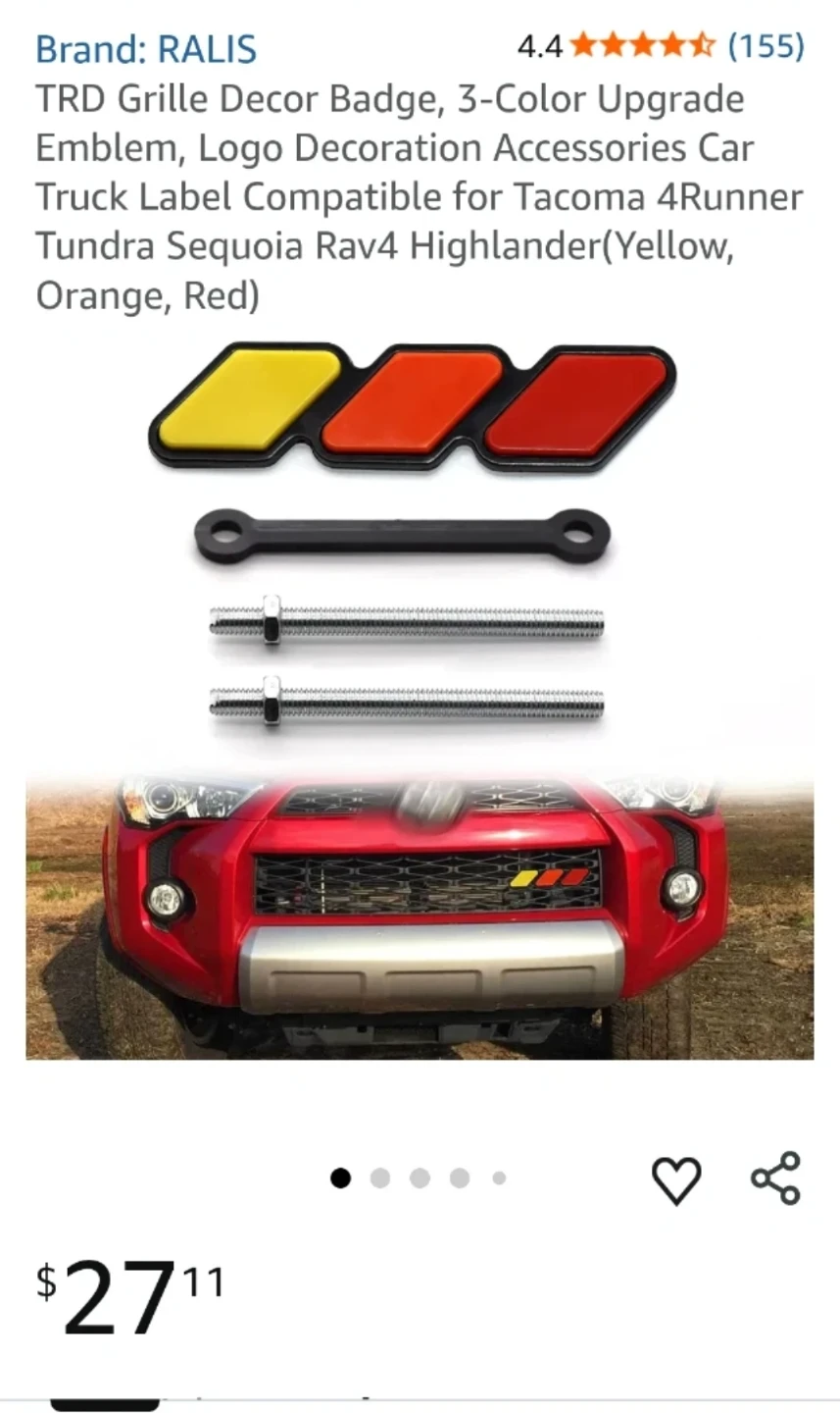 TRD Grille Decor Badge 3-Color Upgrade Emblem