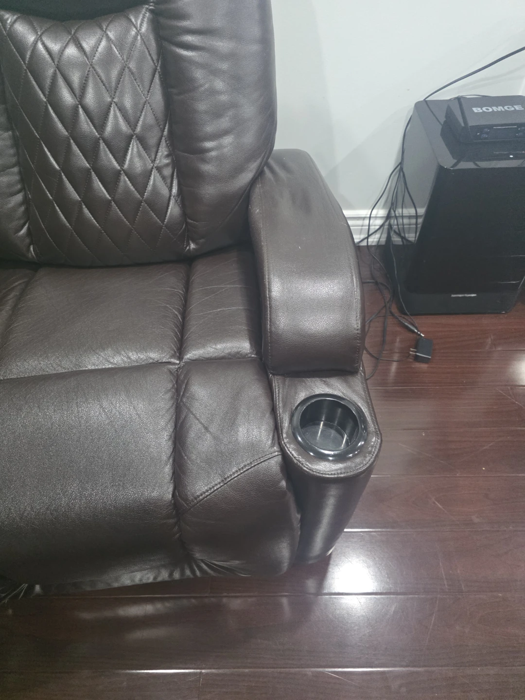 Brown Faux Leather Recliner Chair with Cup Holders - photo 5