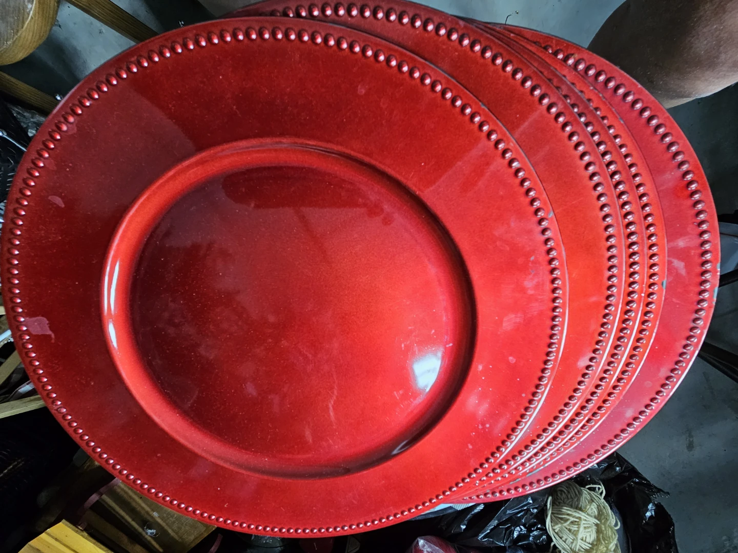 Charger Plates Set - Red and Buffalo Check - photo 2