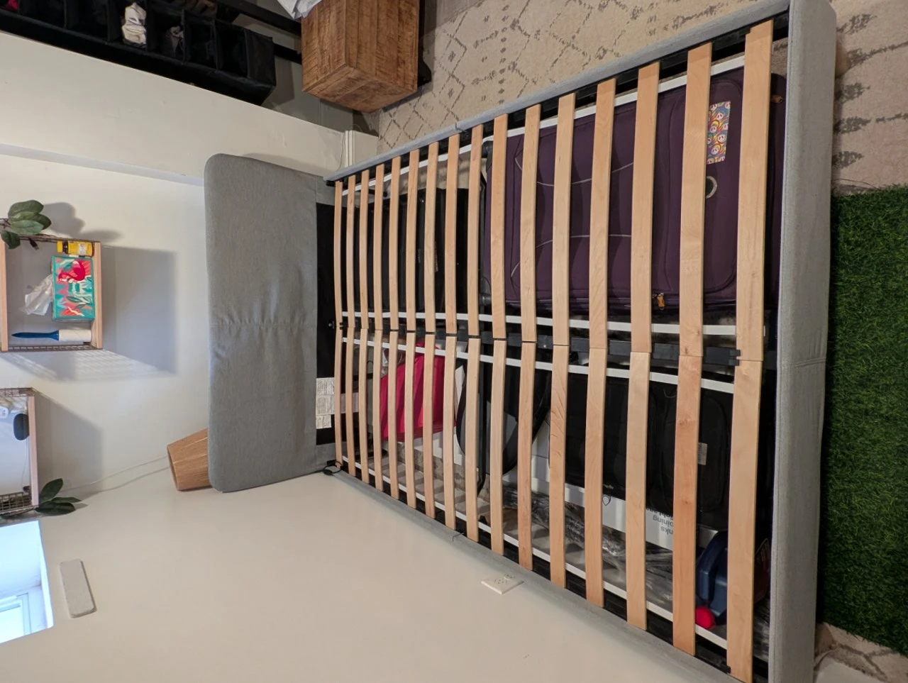 Grey Upholstered Full-Size Bed Frame