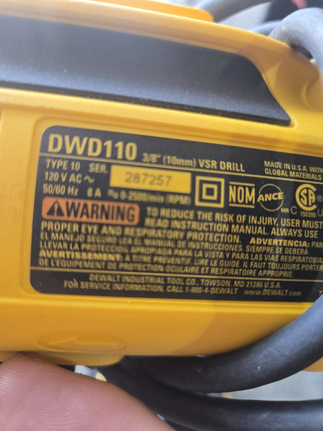 DeWalt DWD110 VSR Drill with Bag - photo 2