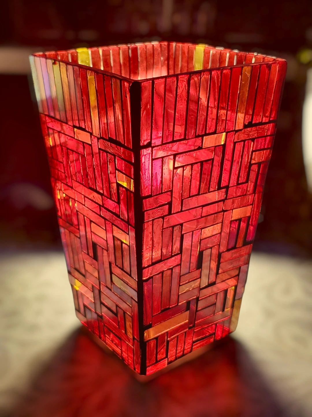 Vintage Stained Glass Studio Mosaic Vase