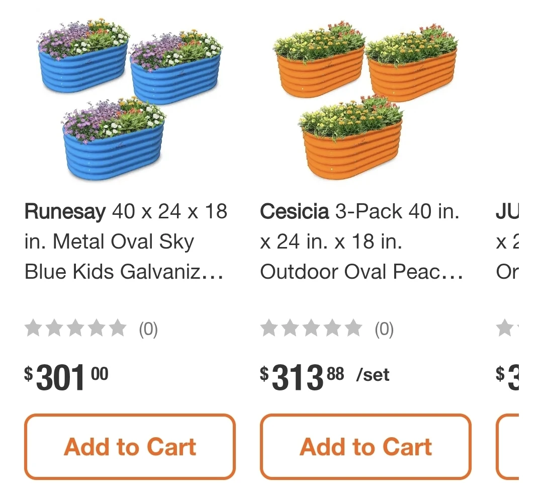Metal Raised Garden Beds Set of 3 (40x24x18 inches)