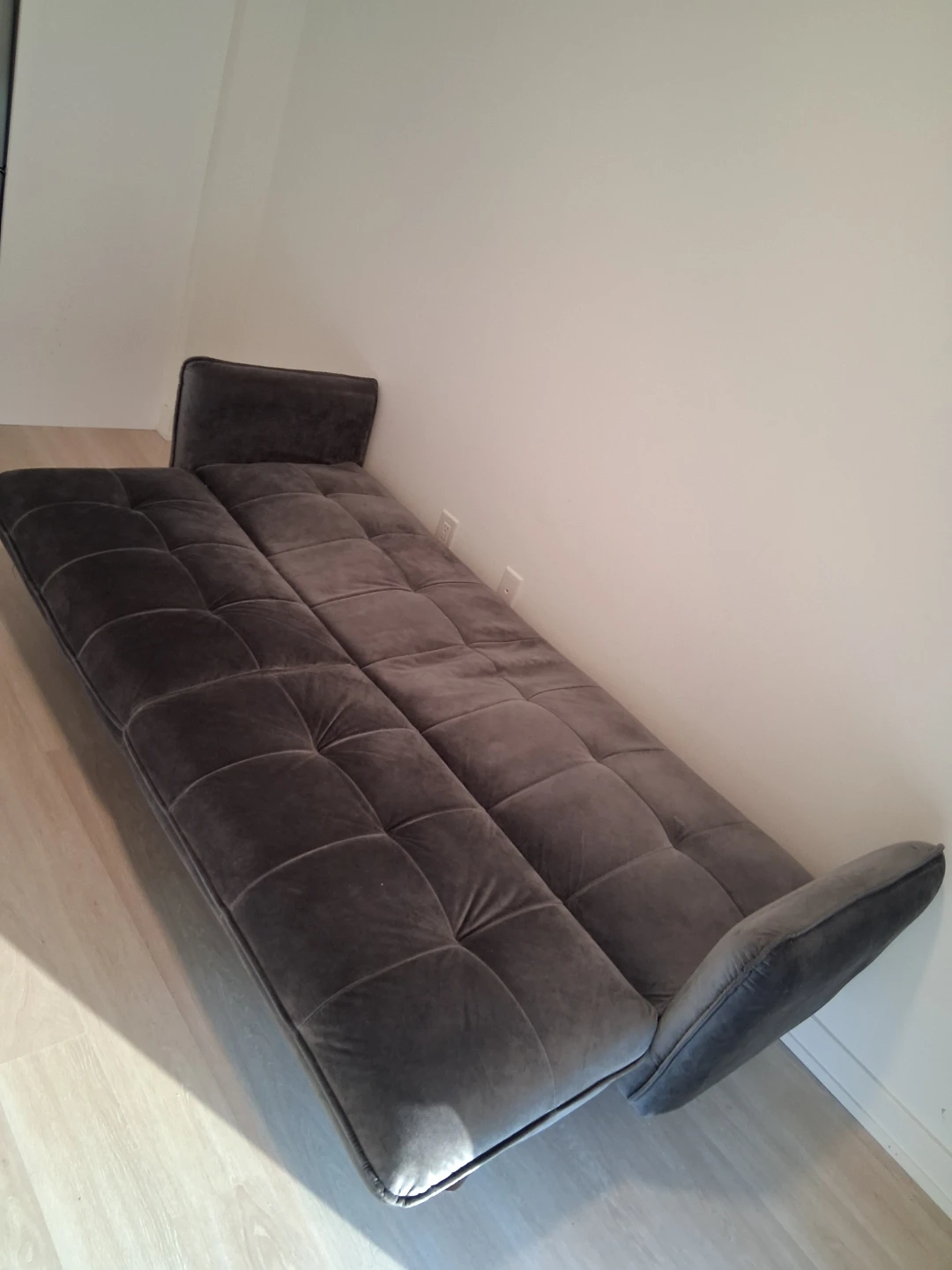 Dark Grey Velvet Sofa / Convertible Futon – Great Daily Couch - photo 5