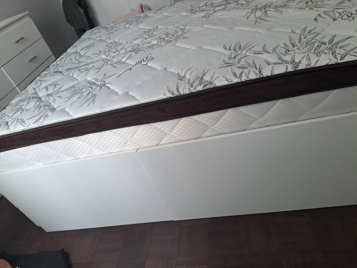 White Storage Bed Frame with Headboard and Mattress - photo 5