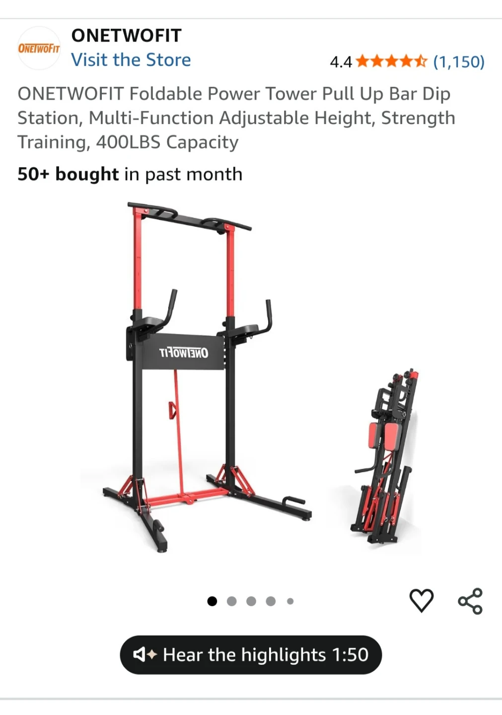 ONETWOFIT Foldable Power Tower Pull Up Bar $75 FIRM - photo 3