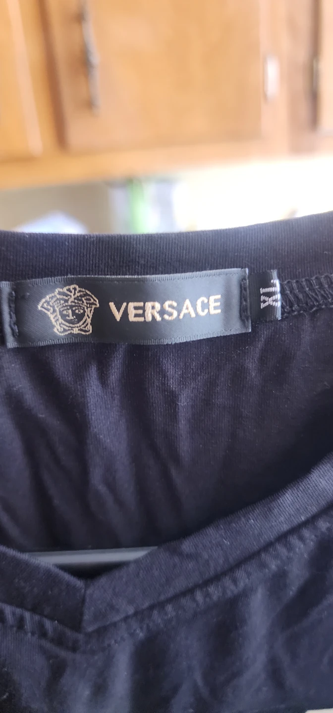 Versace Black V-Neck T-Shirt with Gold Medusa - photo 2