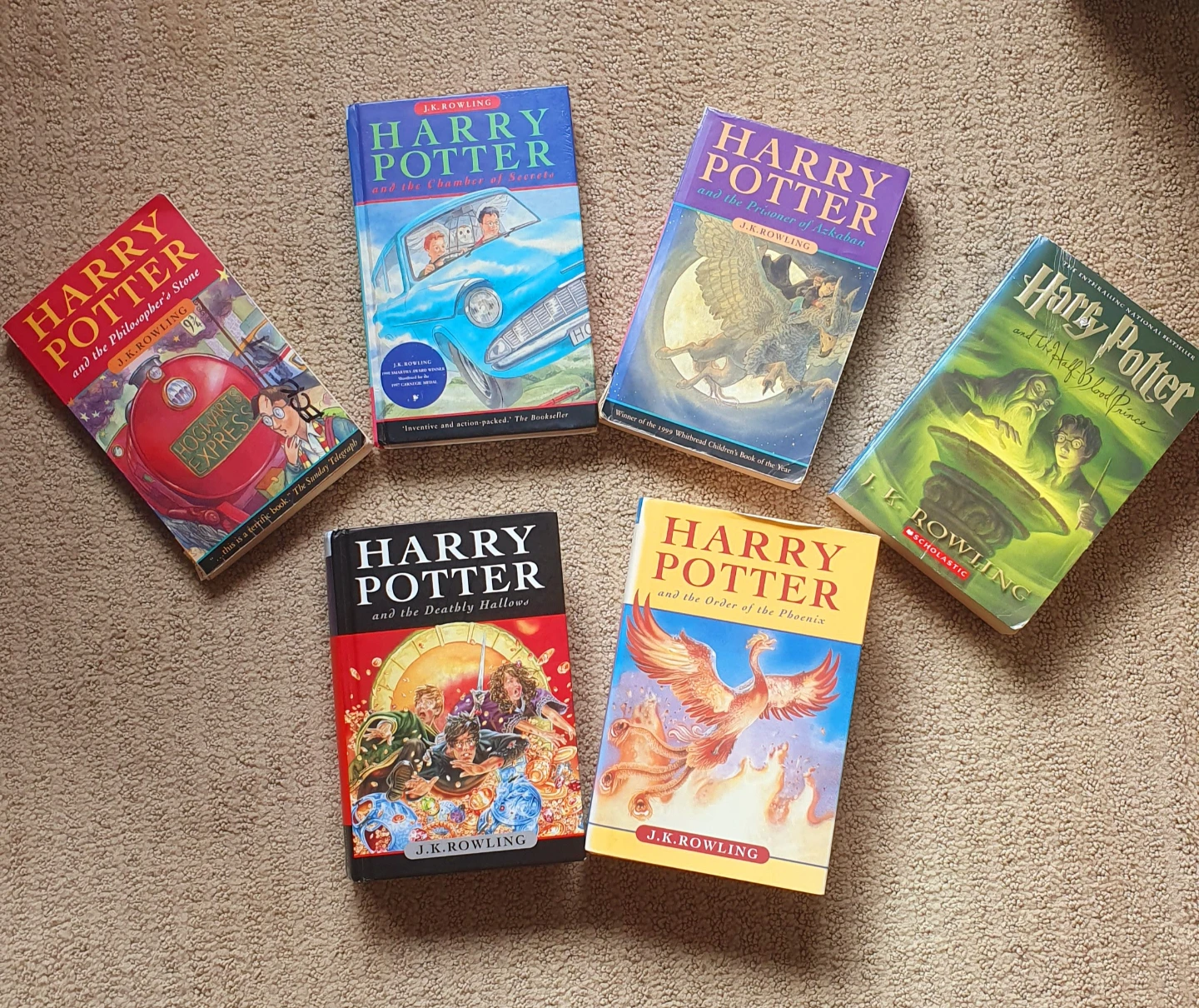 Set of 5 Harry Potter Books by J.K. Rowling