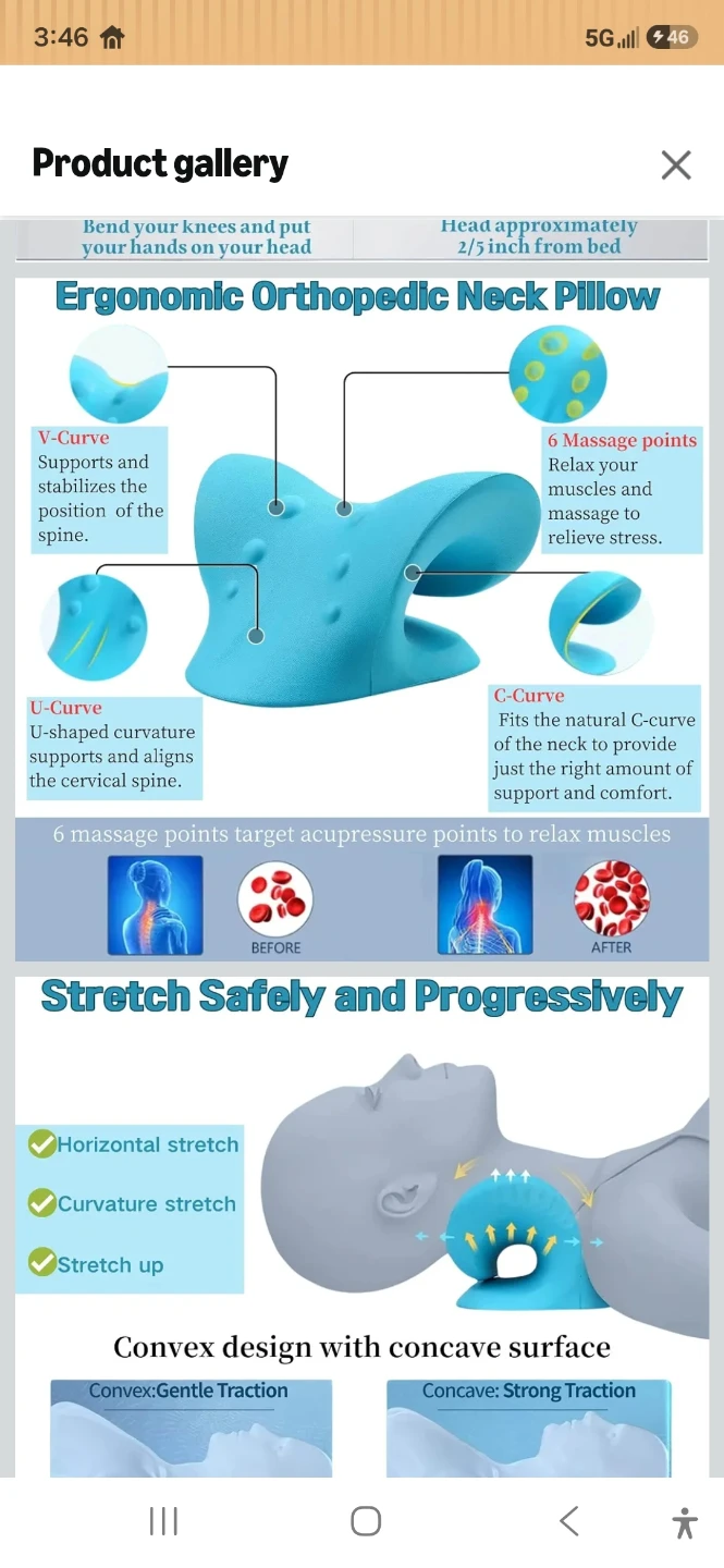 Ergonomic Orthopedic Neck Pillow - Blue - photo 5