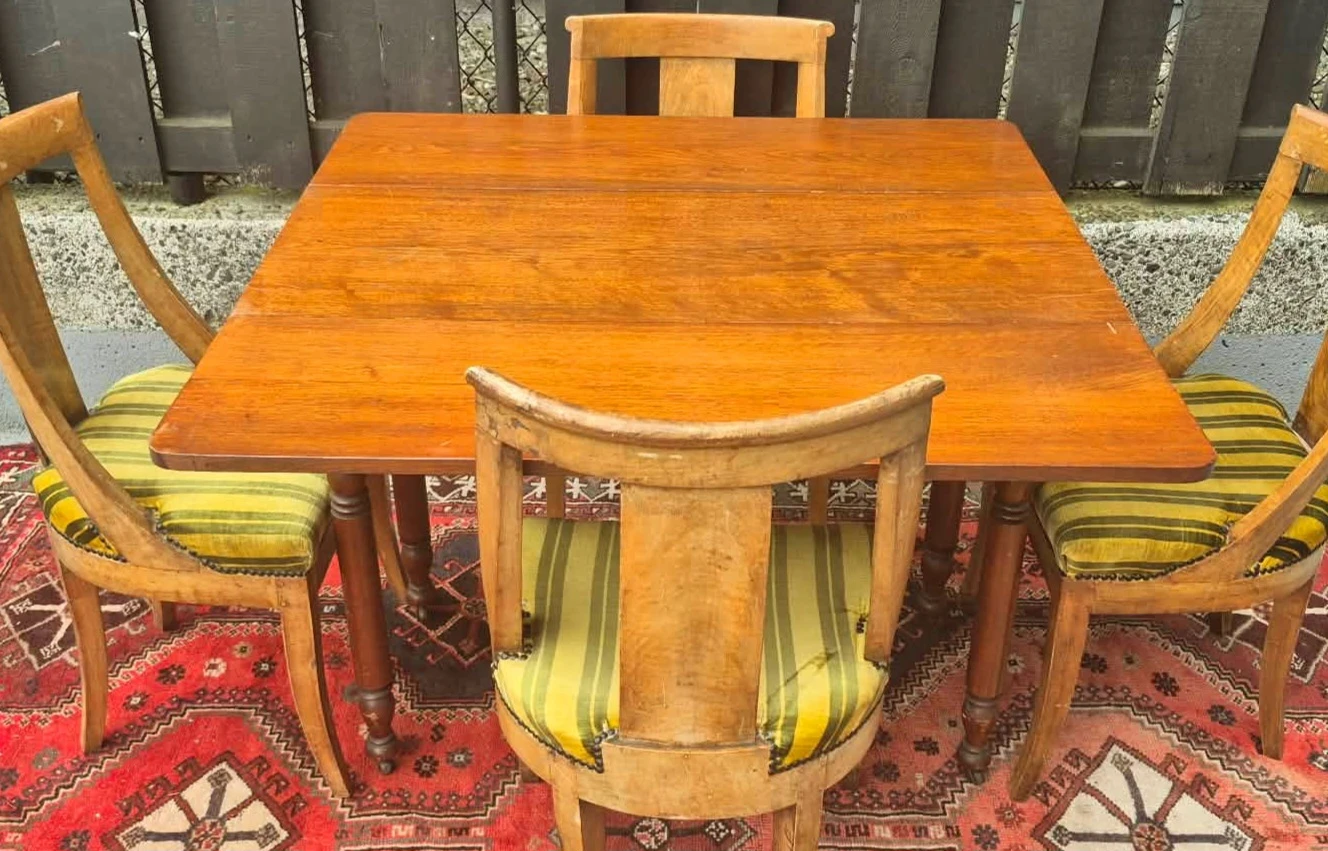 Antique Solid Walnut Drop Leaf Dining Table On Caster Wheels - photo 3