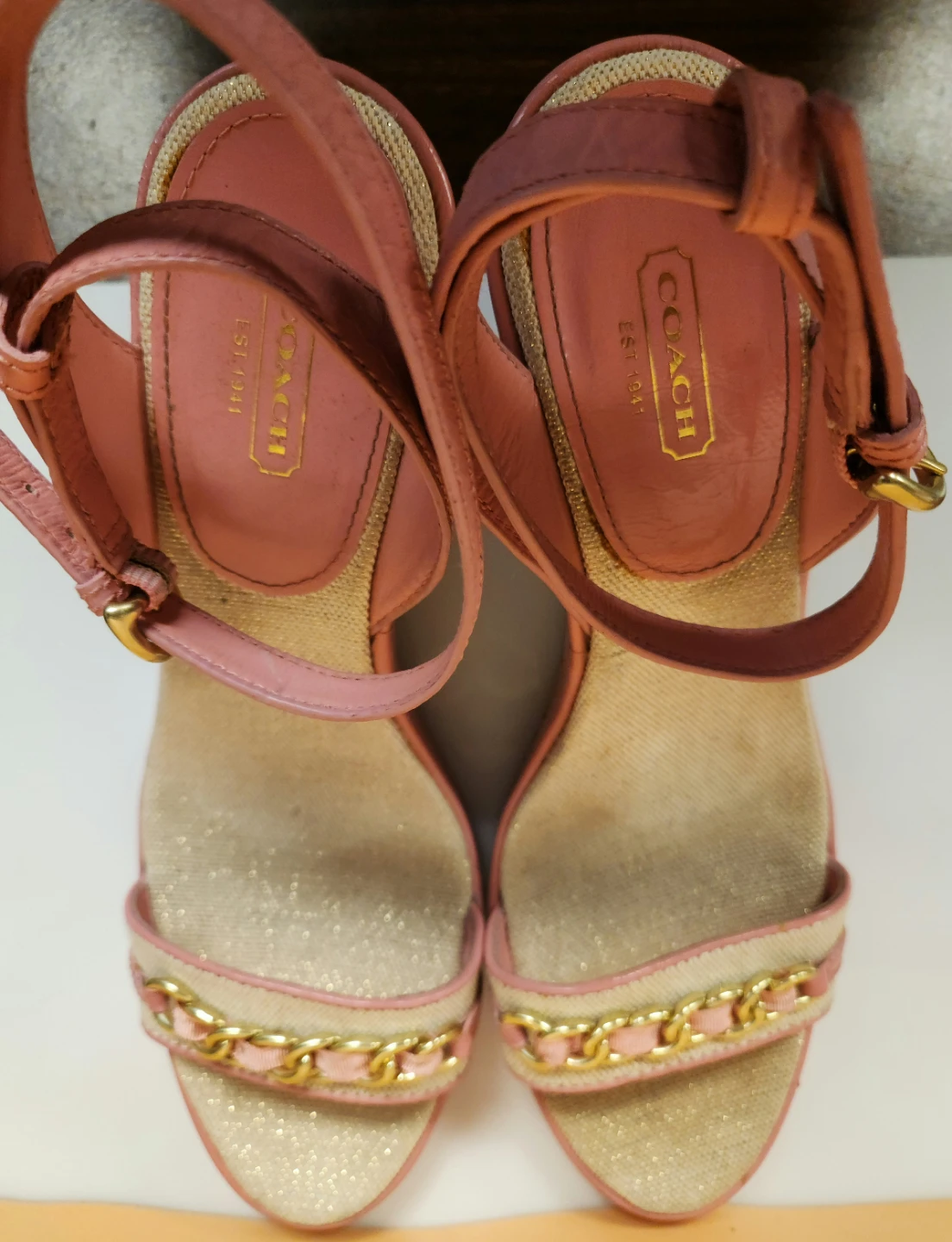 Coach Pink Wedge Sandals