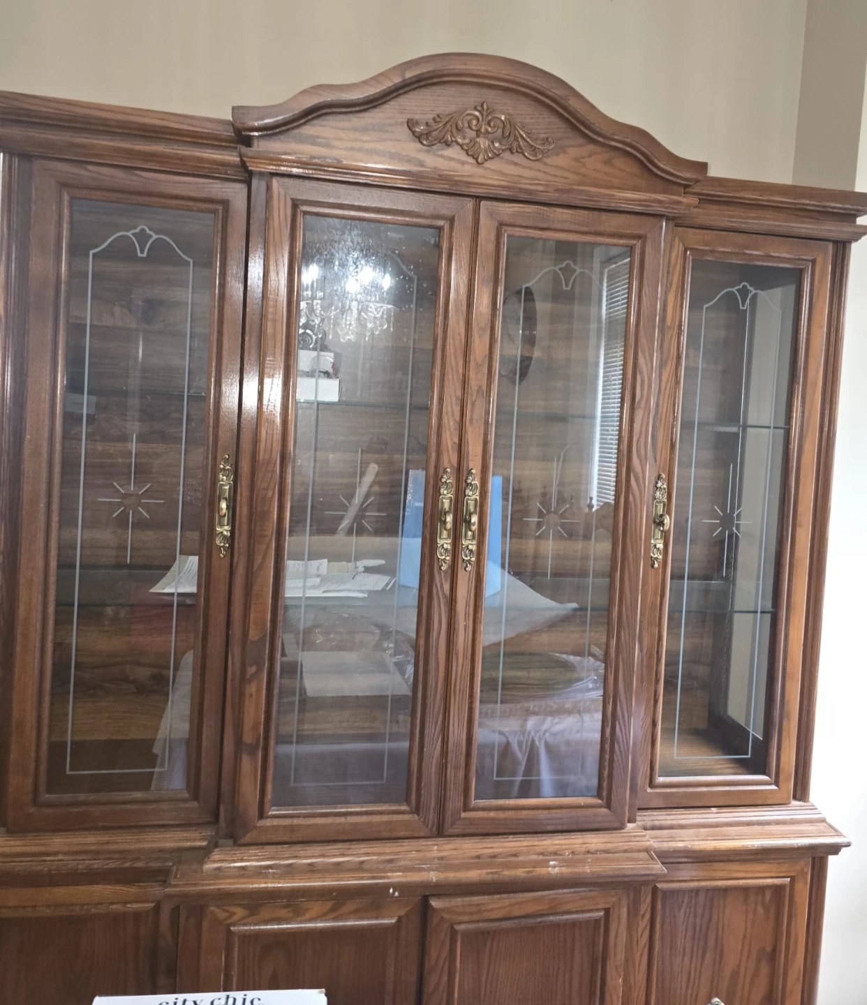 Wooden China Cabinet with Glass Doors