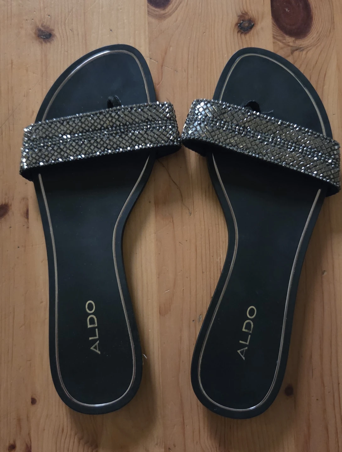 ALDO Women's Black Embellished Flat Sandals