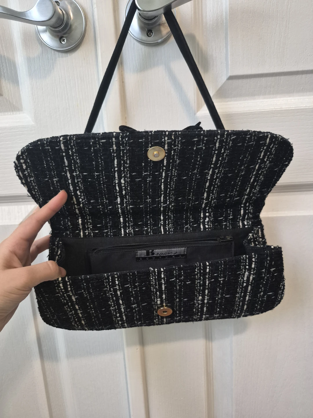 Browns Couture Black & White Tweed Shoulder Bag - photo 2