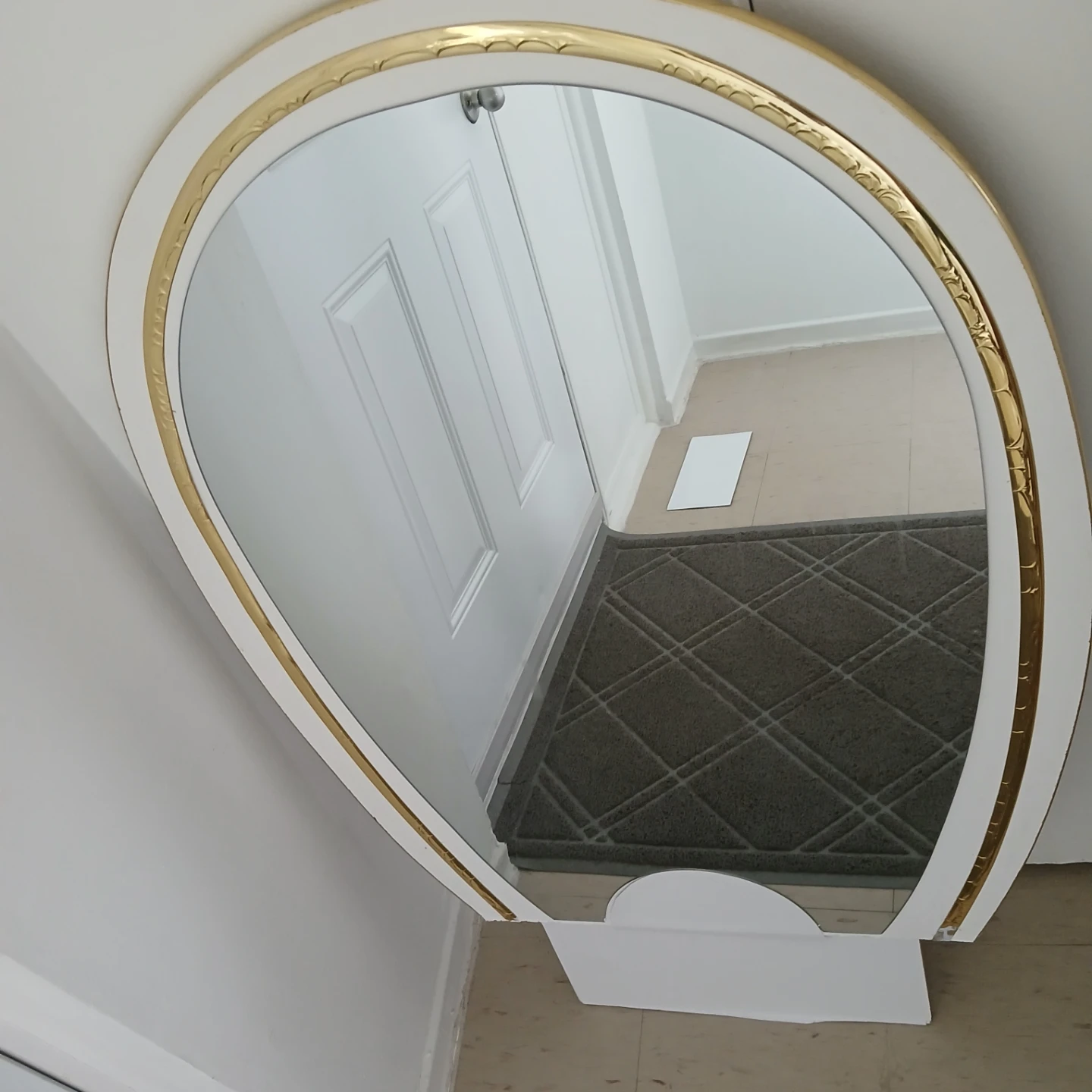 White and Gold Oval Mirror ( Headboard )