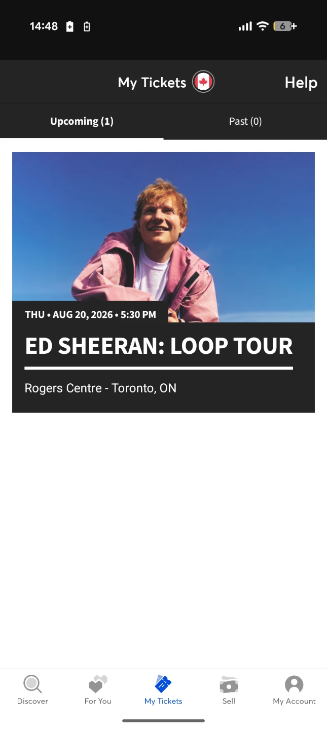 Ed Sheeran: LOOP Tour Tickets - August 20, 2026