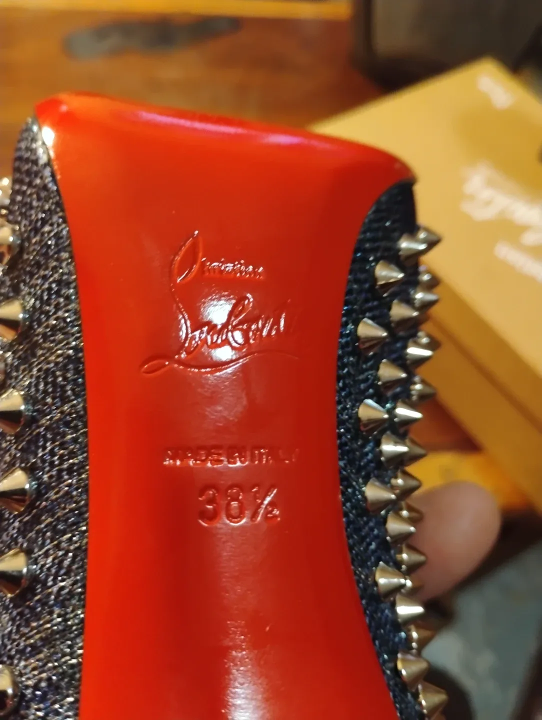 Christian Louboutin Follies Spikes 100 Lame Lux Heels Size 38.5 - photo 4