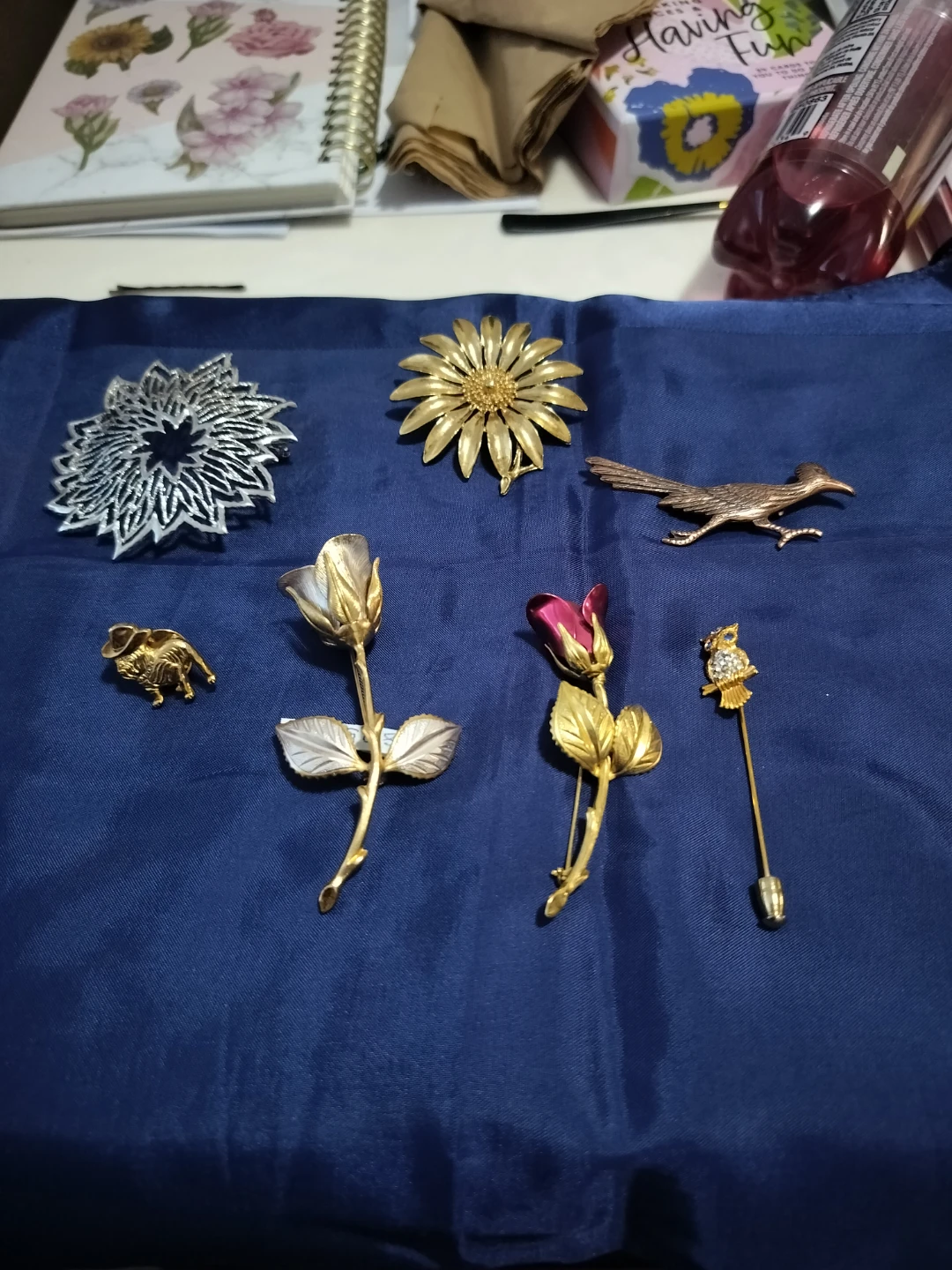 Assorted Vintage Brooches - Floral, Bird & Owl Designs