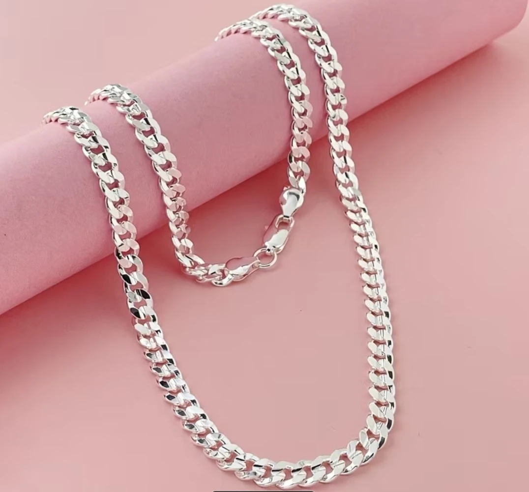 Silver Curb Chain Necklace 50cm 925 - photo 2