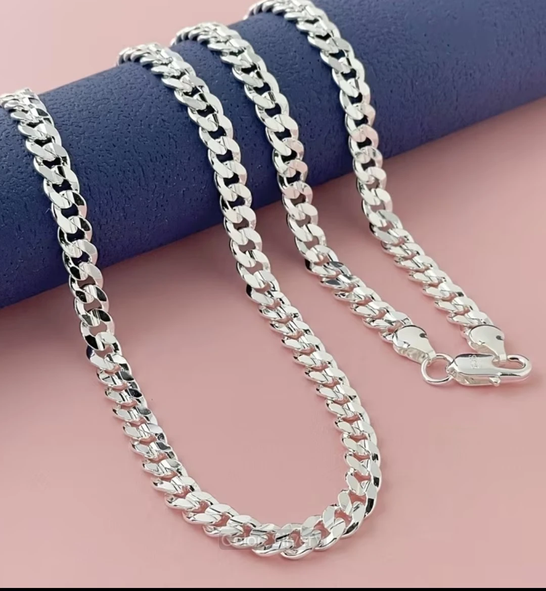 Silver Curb Chain Necklace 50cm 925 - photo 4
