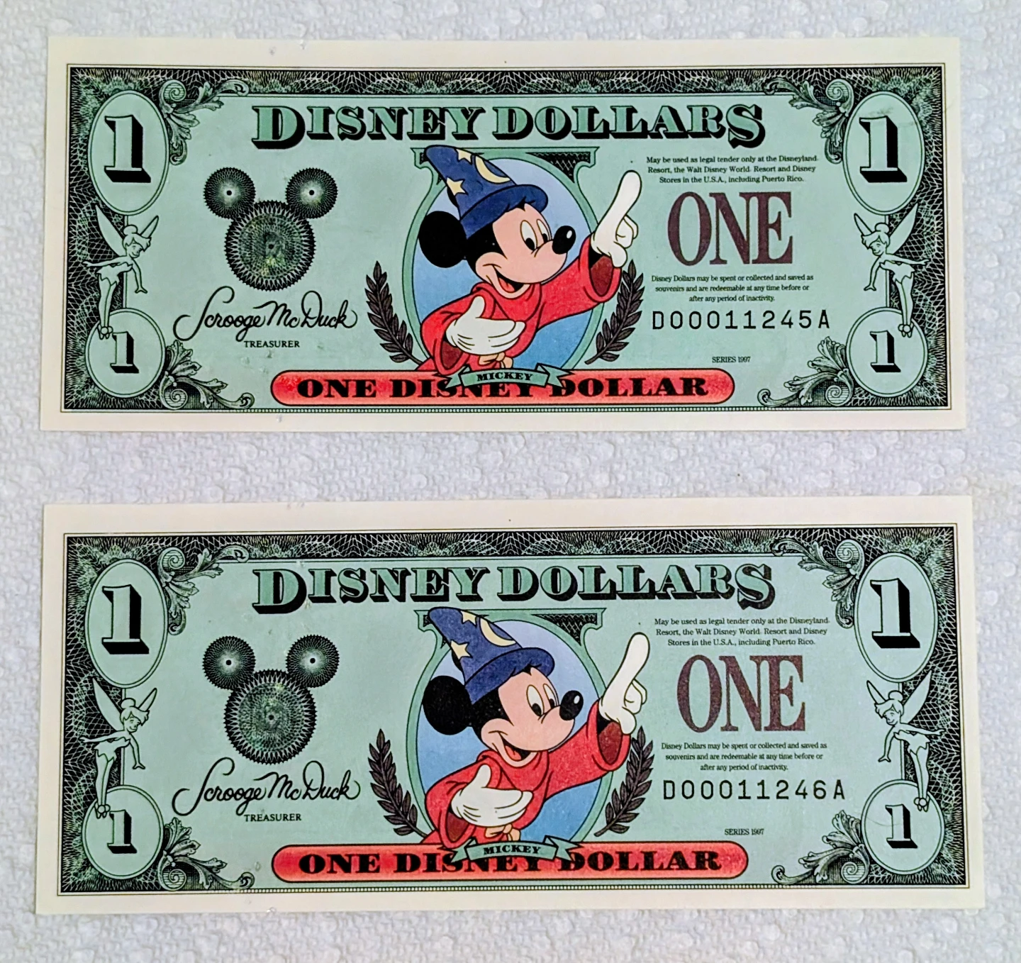 Vintage Series 1997 $1 Sorcerer Mickey Mouse Disney Dollars
