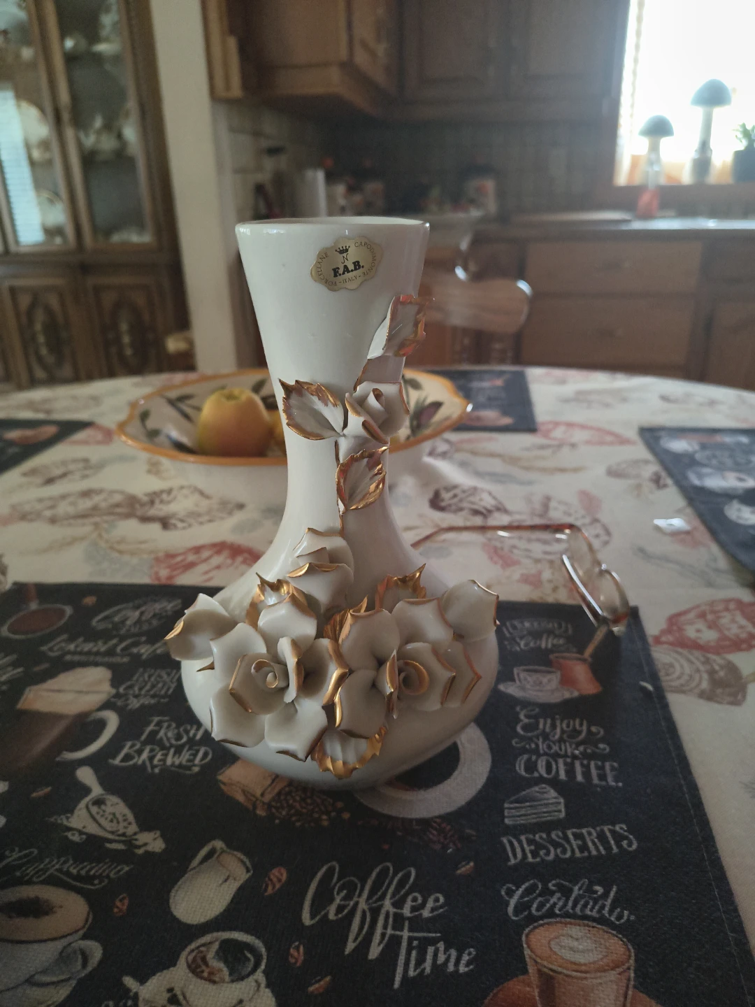 F.A.B. Capodimonte Vase with Roses