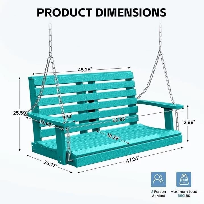 Teal Two-Person Swing with Reversible Cup Holders - photo 3