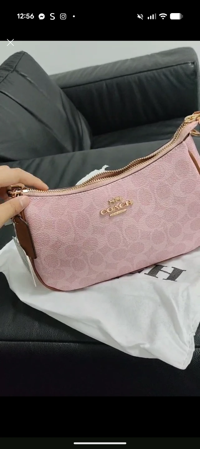 Free charm Coach Pink Monogram Shoulder Bag
