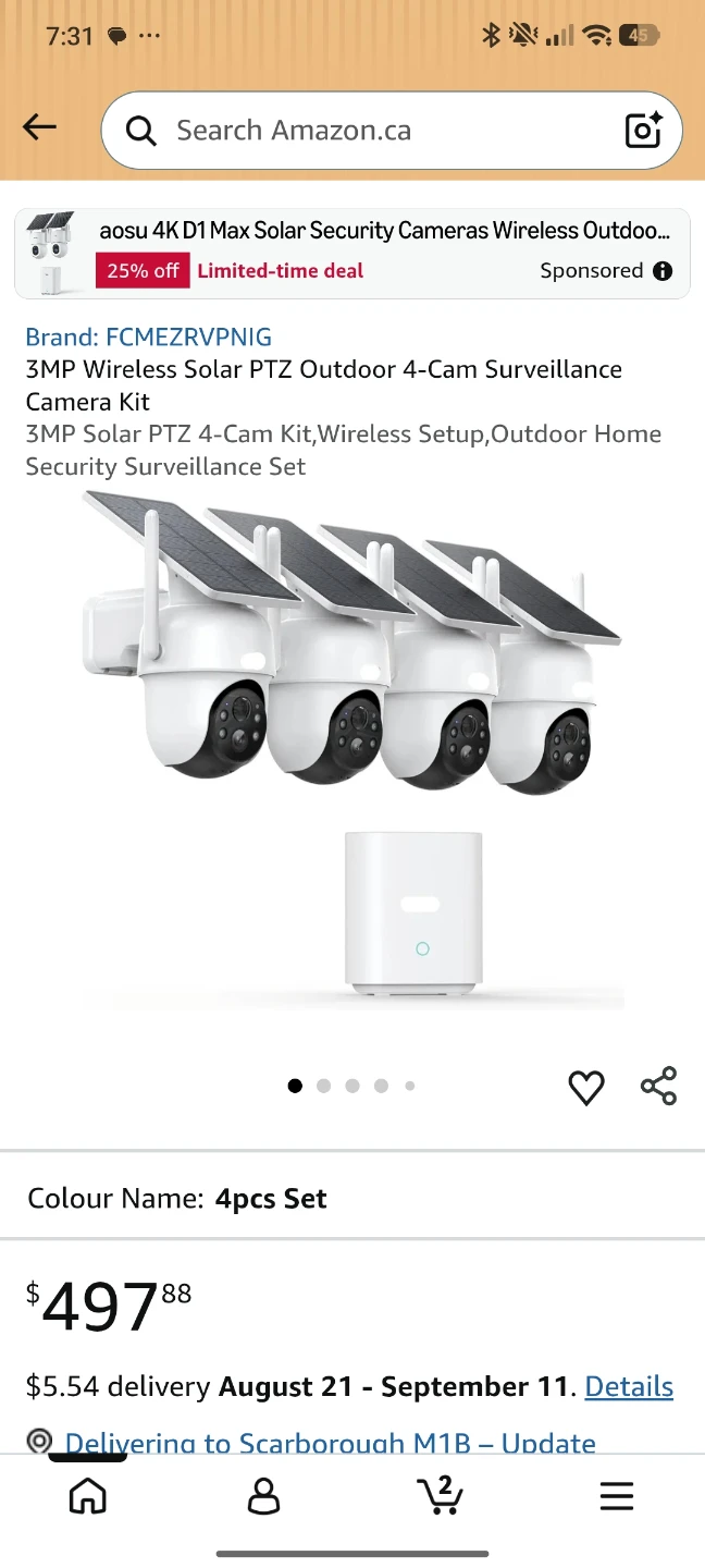 Aosu Solar-Powered Wireless Security Camera Kit - 4 Cameras - photo 2