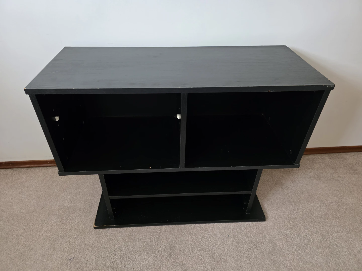 Black Media Console TV Stand with Shelves