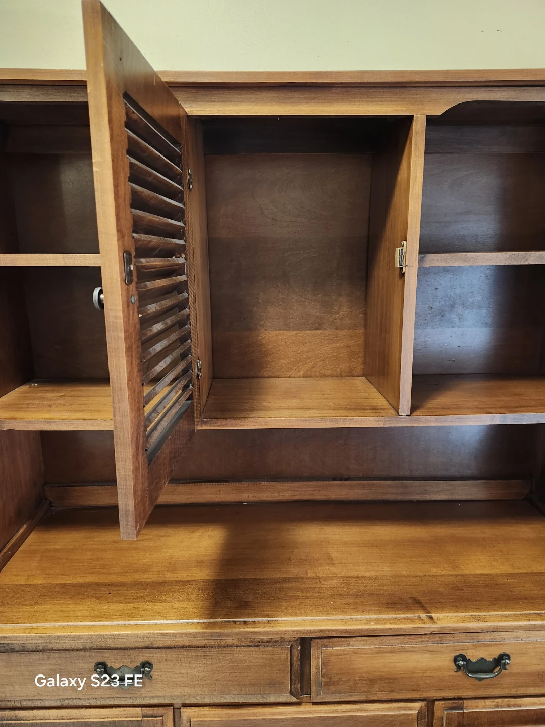 Wooden Hutch with Cabinet Doors and Drawers