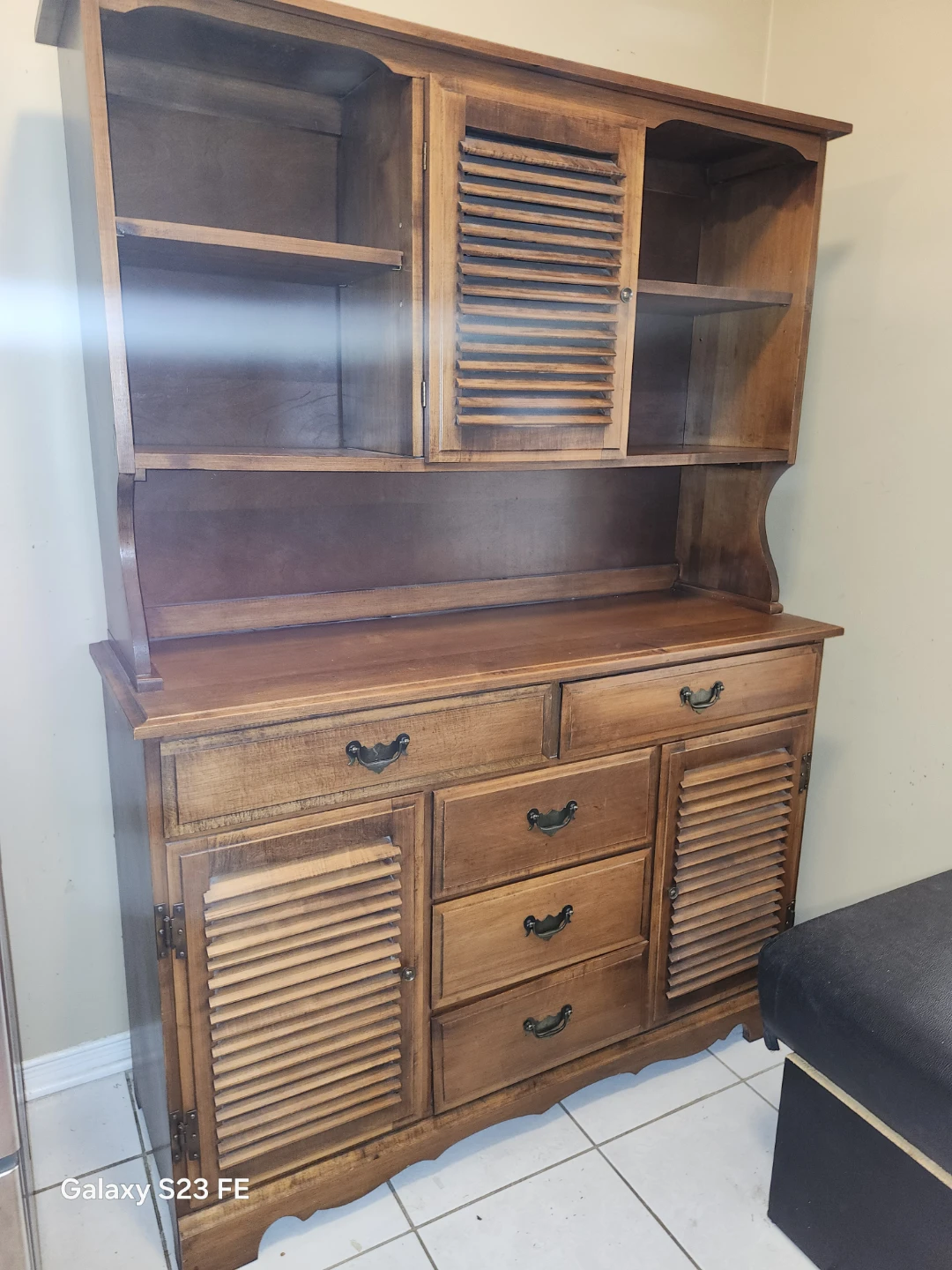 Wooden Hutch with Cabinet Doors and Drawers - photo 2