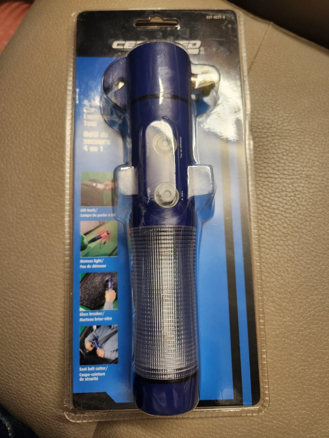 Certified 4-in-1 Emergency Tool with LED Flashlight