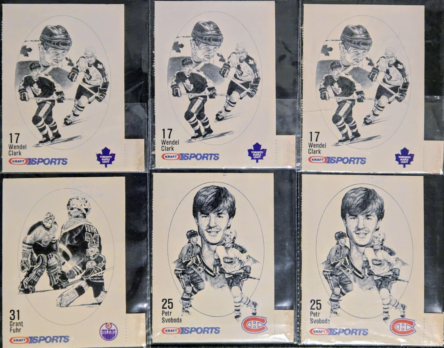 Rare 1986 Kraft Hockey Drawings, 3x Clark RC, Error Variant - photo 2