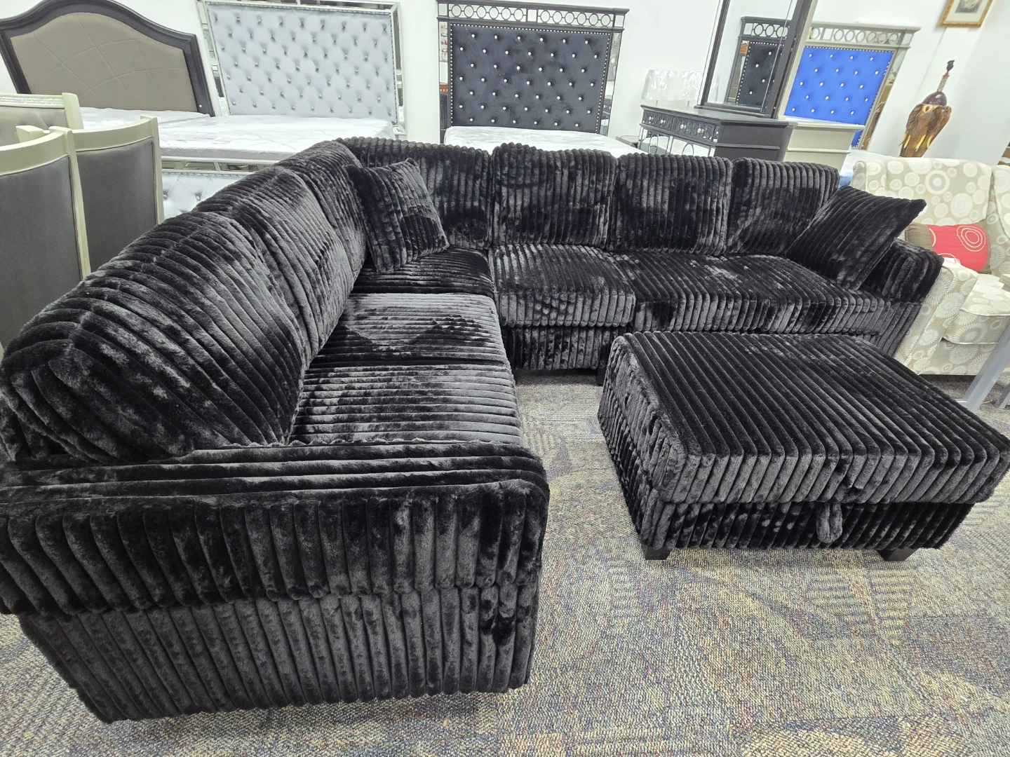 Sectional Sofa Corduroy with Ottoman NEw