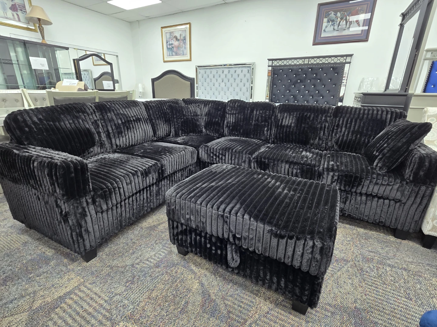 Sectional Sofa Corduroy with Ottoman NEw - photo 2