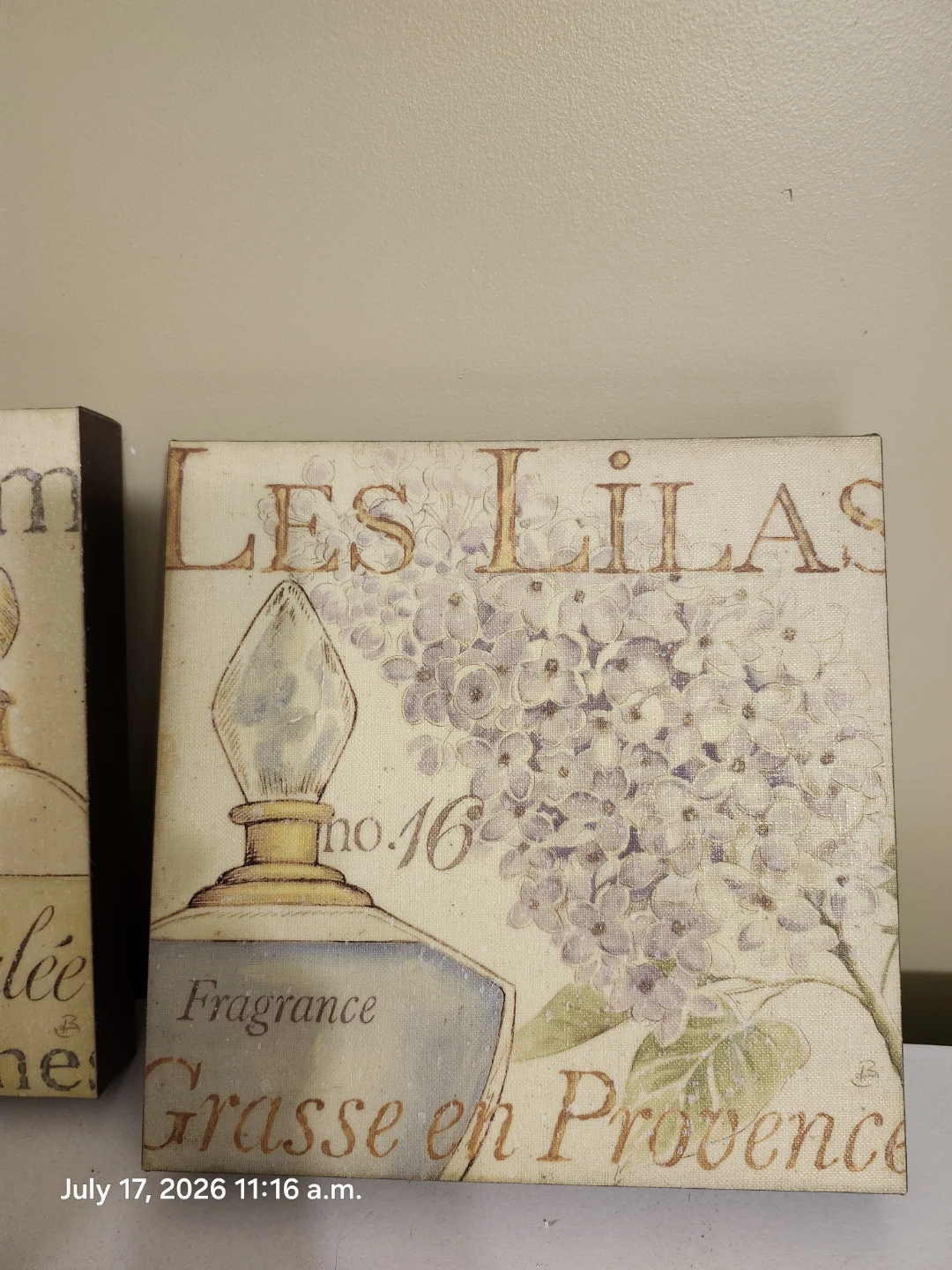 3 Decorative Canvas Art Prints - Floral & Fragrance Bottles - photo 2