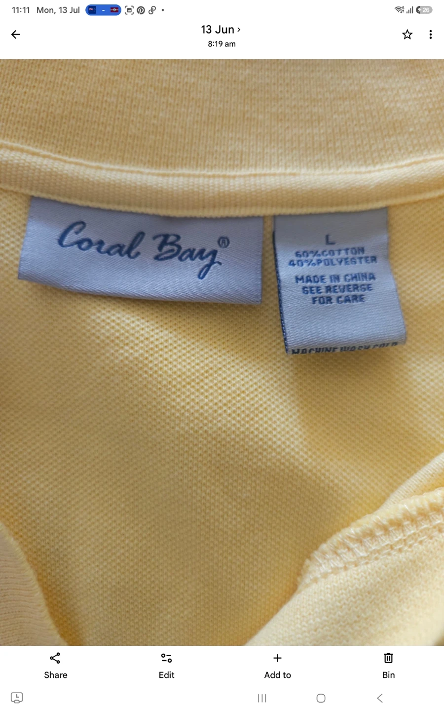 Coral Bay Yellow Polo Shirt - Size L - photo 2