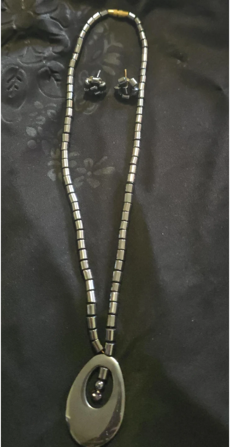 New Hematite Necklace and Earring Set