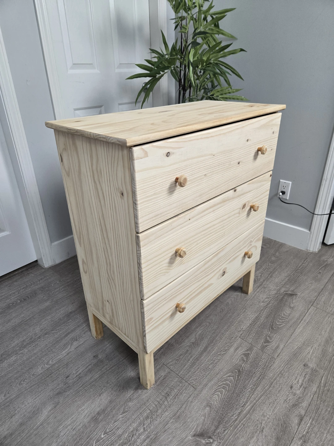 Newly sanded vintage ikea tarva 3 drawer dresser