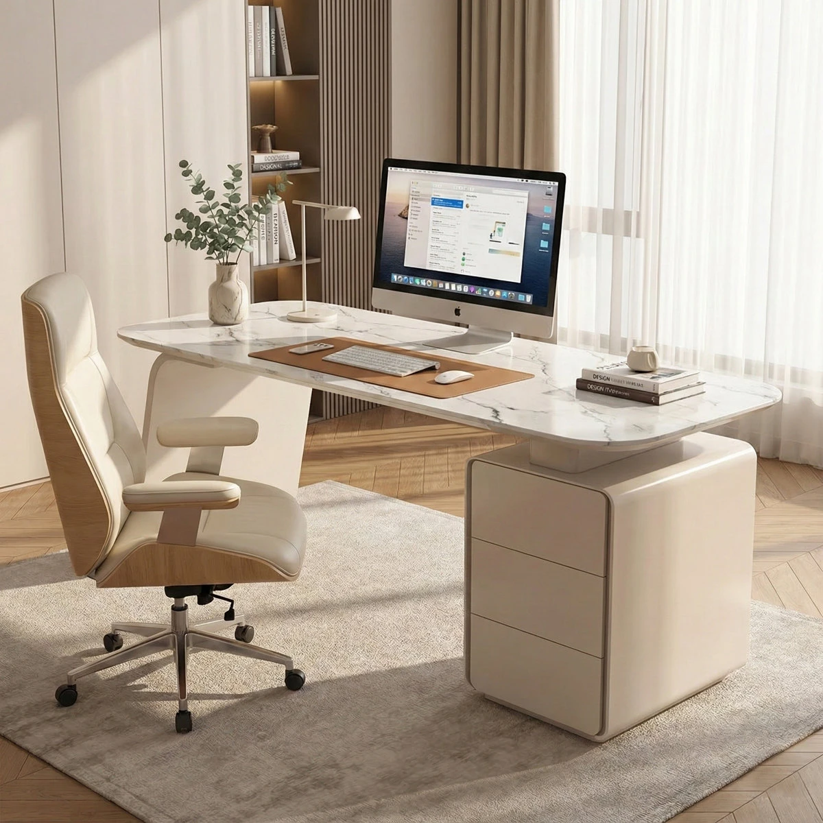 63" Modern Executive Desk with Power Outlets & Charging - photo 2