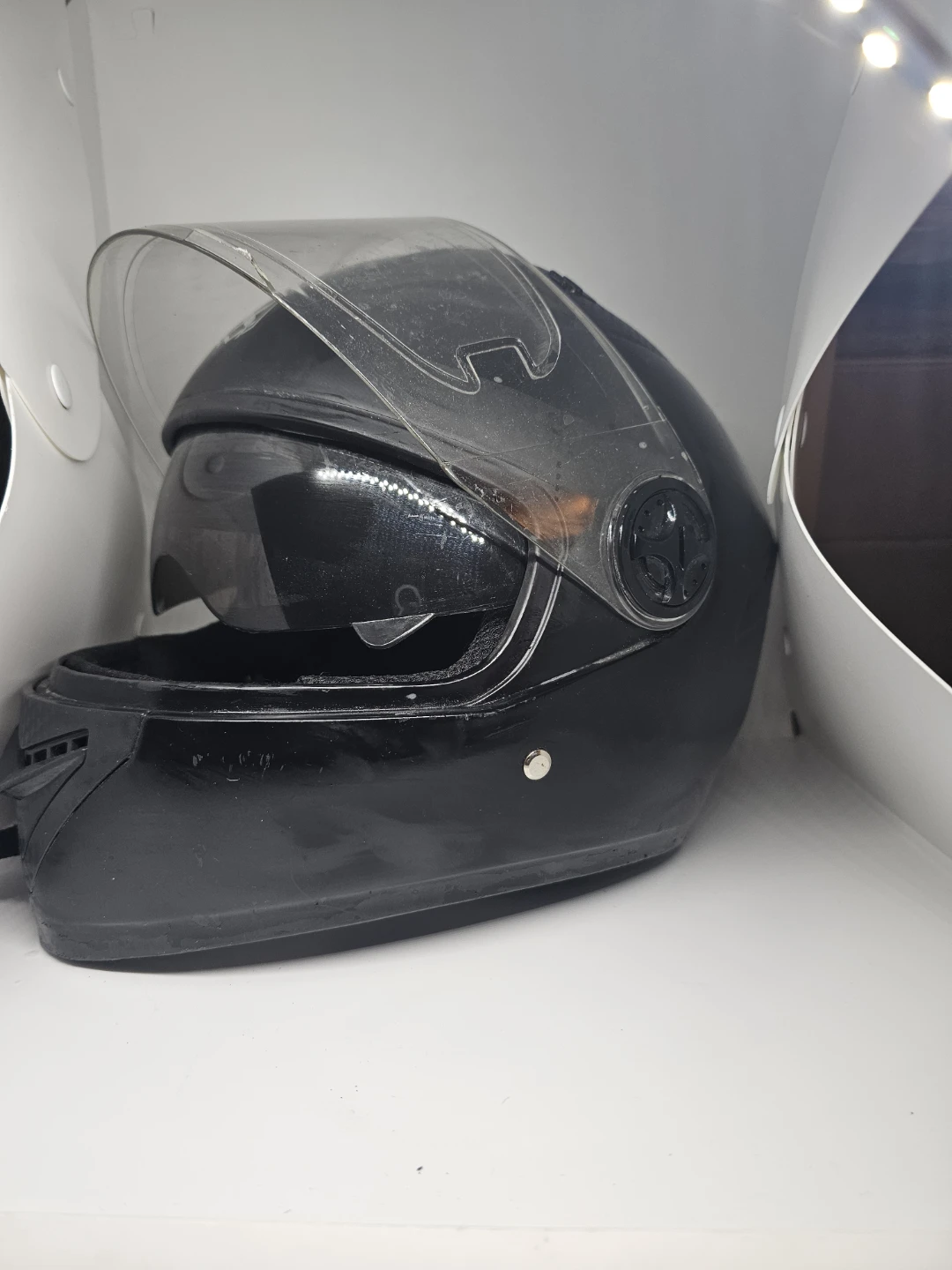 Black Motorcycle Helmet with Inner Sun Visor - photo 4