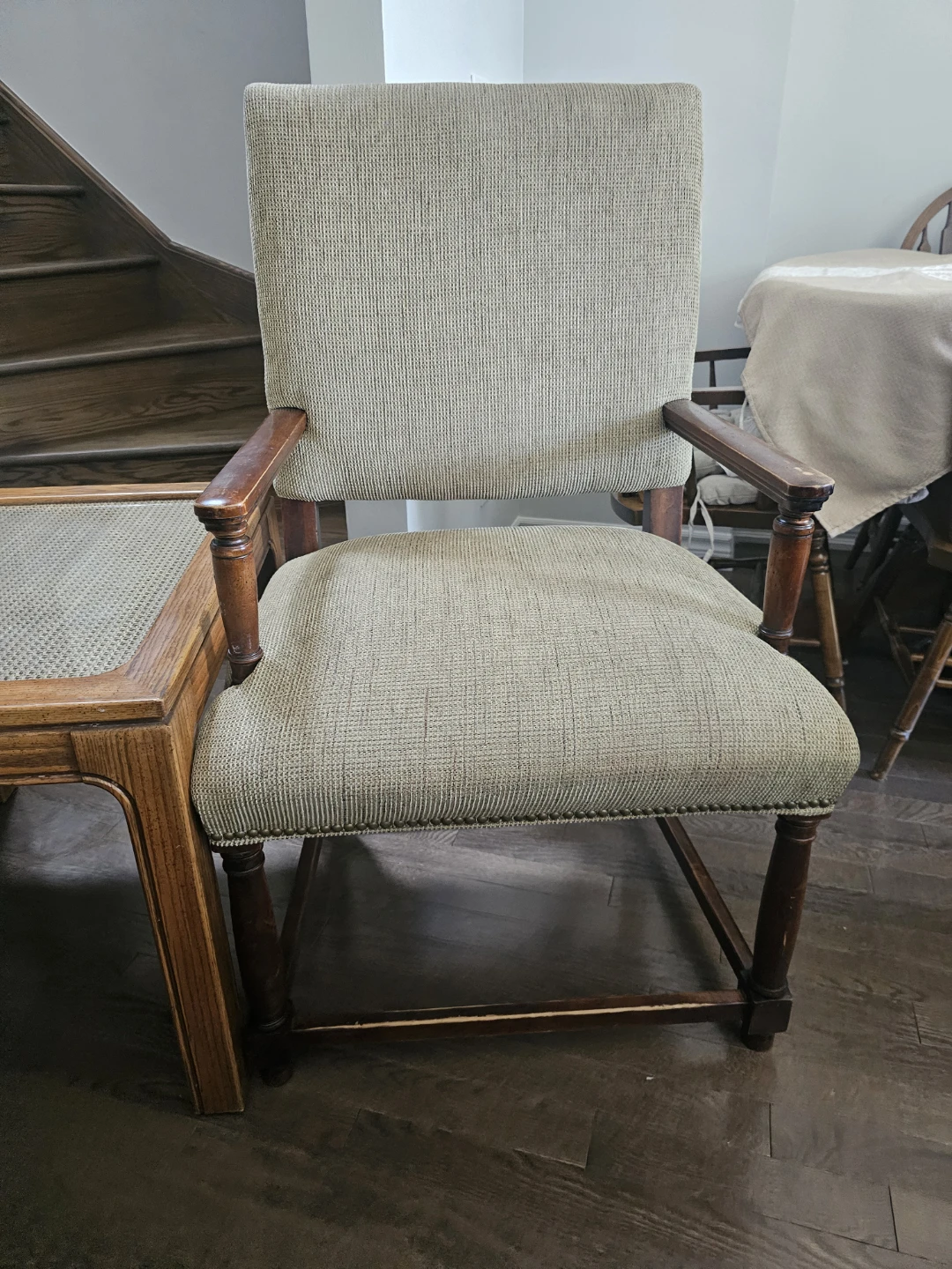Oak End Table with Cane Top
