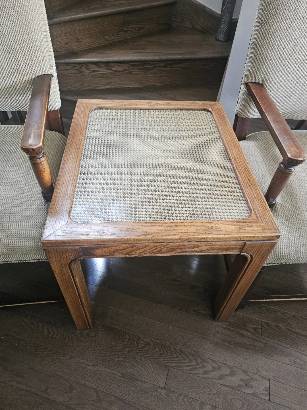 Oak End Table with Cane Top - photo 2