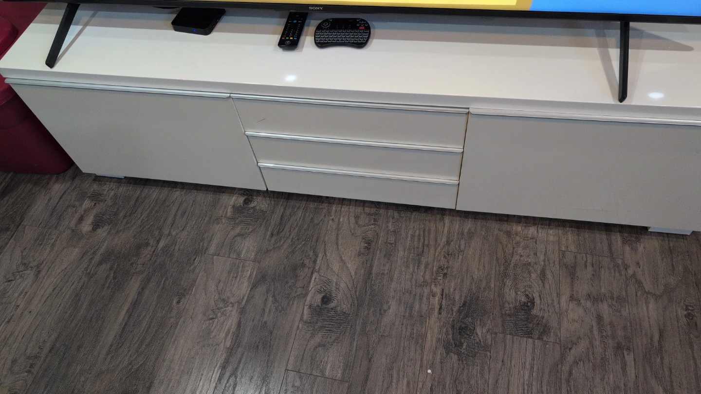 White Media Console with Drawers