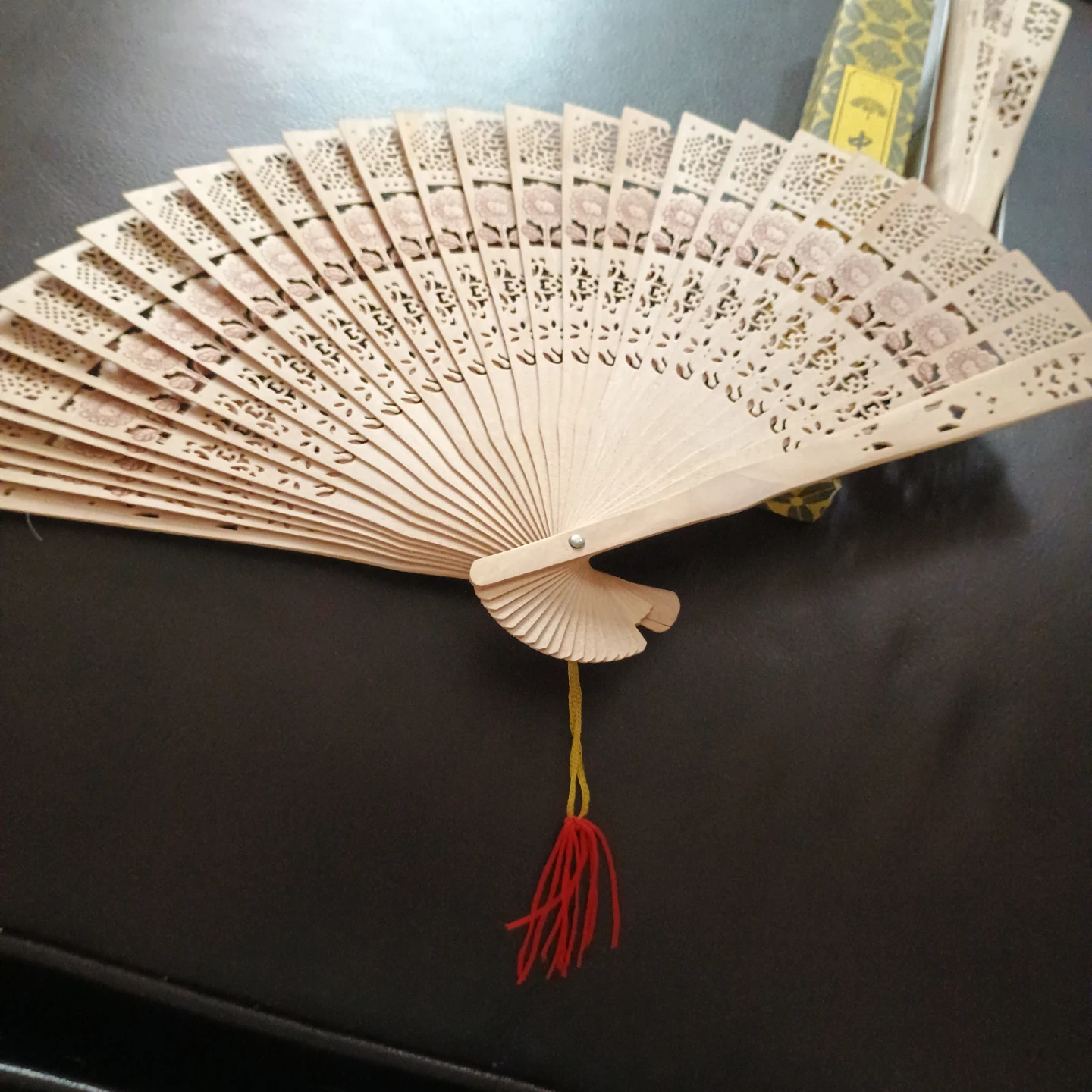 Wooden Hand Fan with Tassel - photo 2