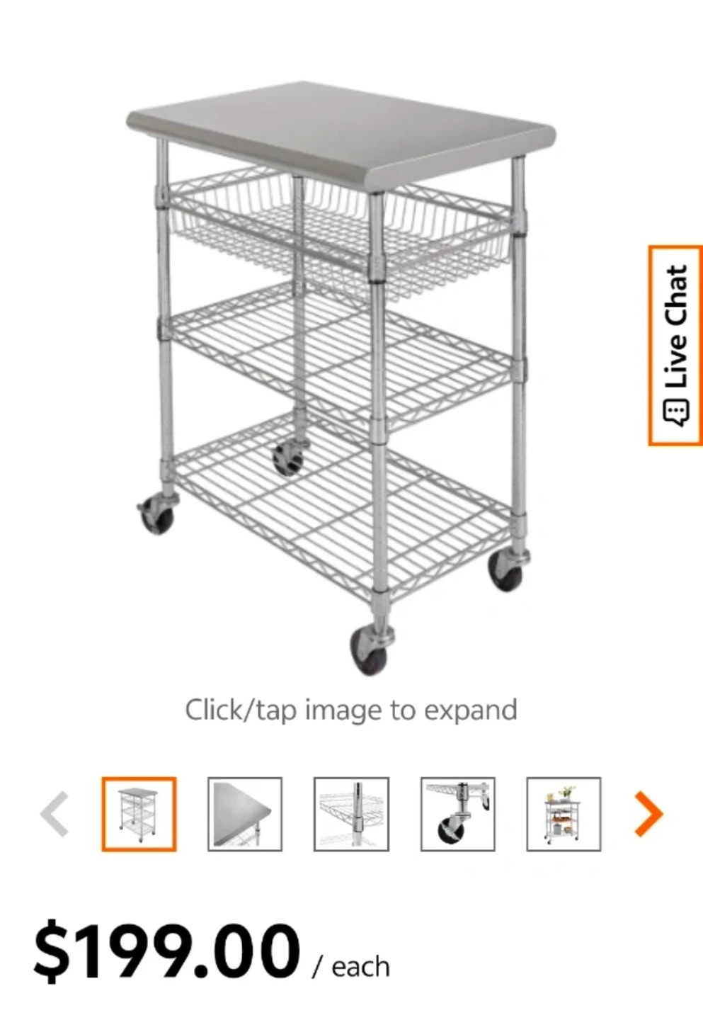 Rolling Kitchen Cart with 3 Shelves - photo 2